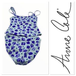 Anne Cole two piece swimsuit- white w flowers